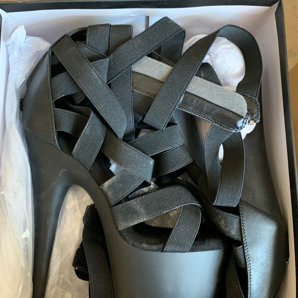 Pleaser Black Strappy Platform Heels